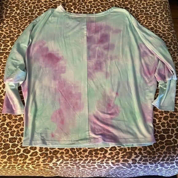 Tie Dye Drop Shoulder Batwing Top Blouse - Picture 2 of 11